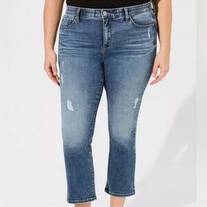 Torrid Sky High Kick Boot Super Soft High-Rise Jeans Size 18 R Distressed Blue